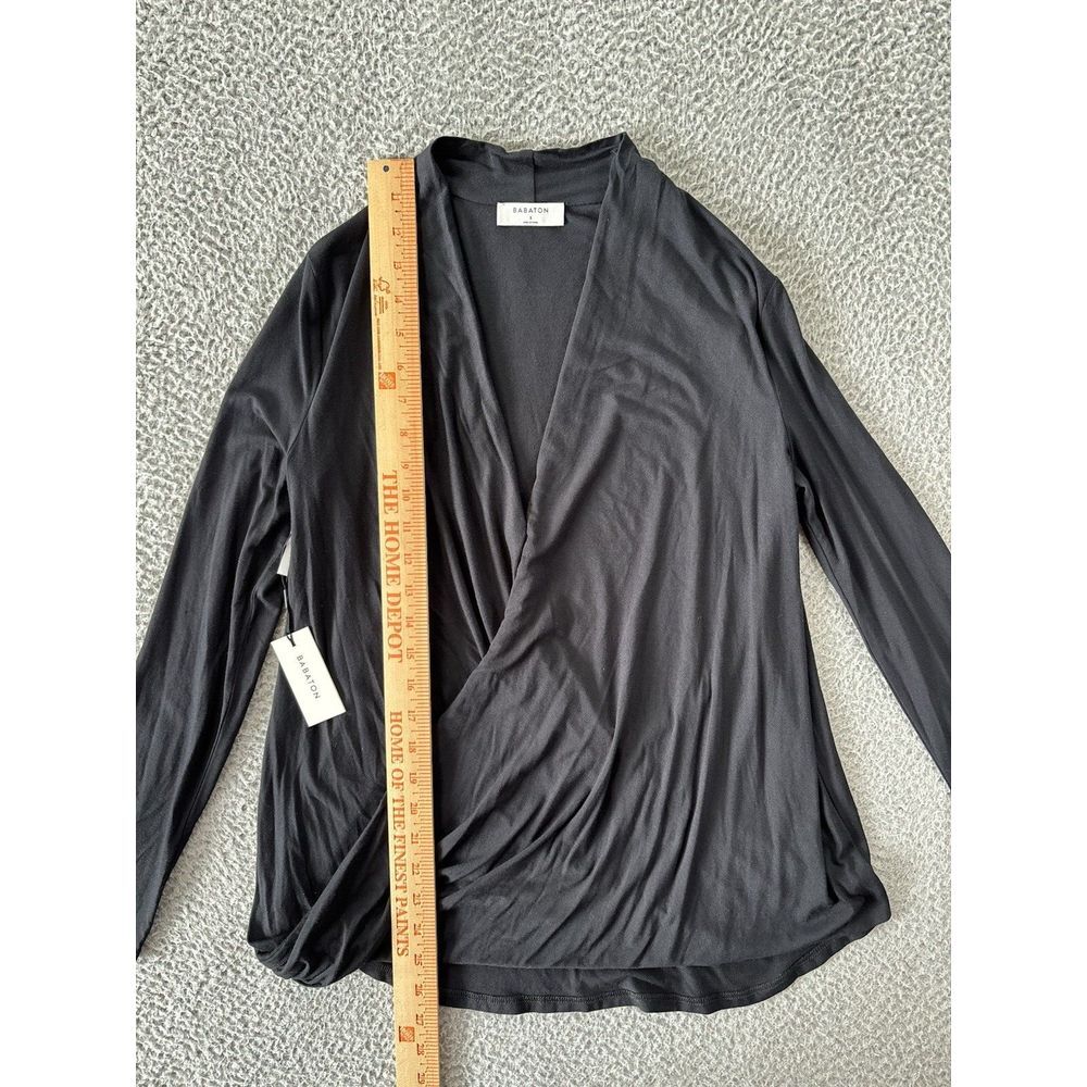 Aritzia Babaton Mehmet‎ T-Shirt Womens Small Drape Front Black Long Sleeve NEW - Picture 3 of 11